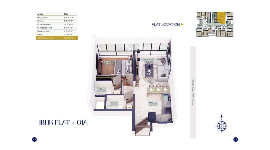 DTG-Aspire-FLoor-Plan-1 BHK-373 Sqft